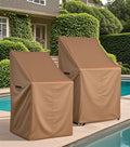 RosieLily High Back Patio Chair Covers - Waterproof Heavy Duty Stackable Outdoor Bar Stool Cover - Brown Furniture Covers for Ou