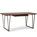 SIMPLIHOME Ryder SOLID WOOD Modern Industrial 66 inch Wide Writing Office Desk in Natural Aged Brown for the Office Desk, Writin