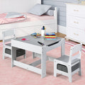 Costzon Kids Table and Chair Set, 3 in 1 Wooden Activity Table for Toddlers Arts, Crafts, Drawing, Reading, Playroom, Toddler Ta