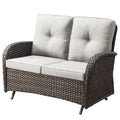 Belord Outdoor Glider Bench Patio Loveseat - 500 Lbs Weight Capacity 2 Seater Wicker Sofa, Small Porch Glider Furniture All Weat