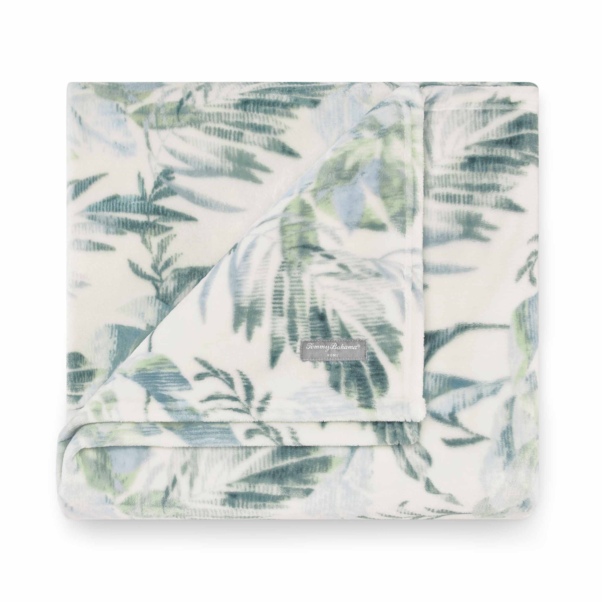 Tommy Bahama - Throw Blanket, Plush Fleece Bedding, Tropical Home Decor for Bed or Couch (Wallpaper Leaves Green, 50 x 70)