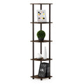 Furinno Turn-N-Tube 5 Tier Corner Display Rack Multipurpose Shelving Unit, 1-Pack, Walnut/Brown