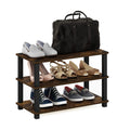 Furinno Turn-S-Tube 3-Tier Shoe Rack, Amber Pine/Black