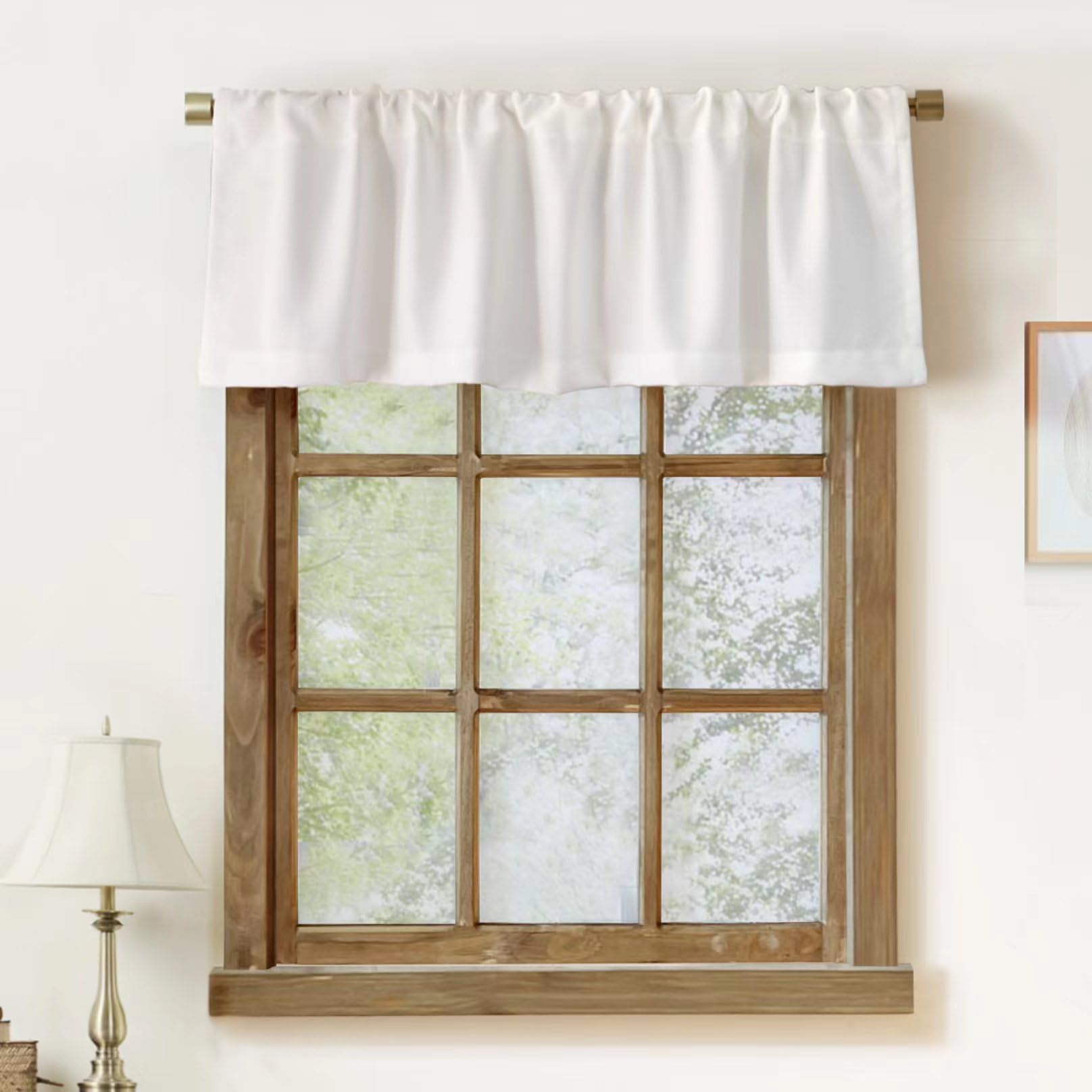 2 Pack Faux Linen Valance for Windows Kitchen Living Room Valances Rod Pocket Farmhouse Country Rustic Bathroom Small Window Tre