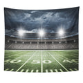 Emvency Tapestry Stadium Football Satdium Field Light Night Soccer Turf Home Decor Wall Hanging for Living Room Bedroom Dorm 50x