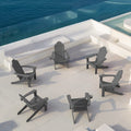 LUE BONA HDPS Adirondack Chairs Set of 6, Dark Gray Adirondack Chairs with Cup Holder, 350lbs Modern Adirondack Chair Weather Re