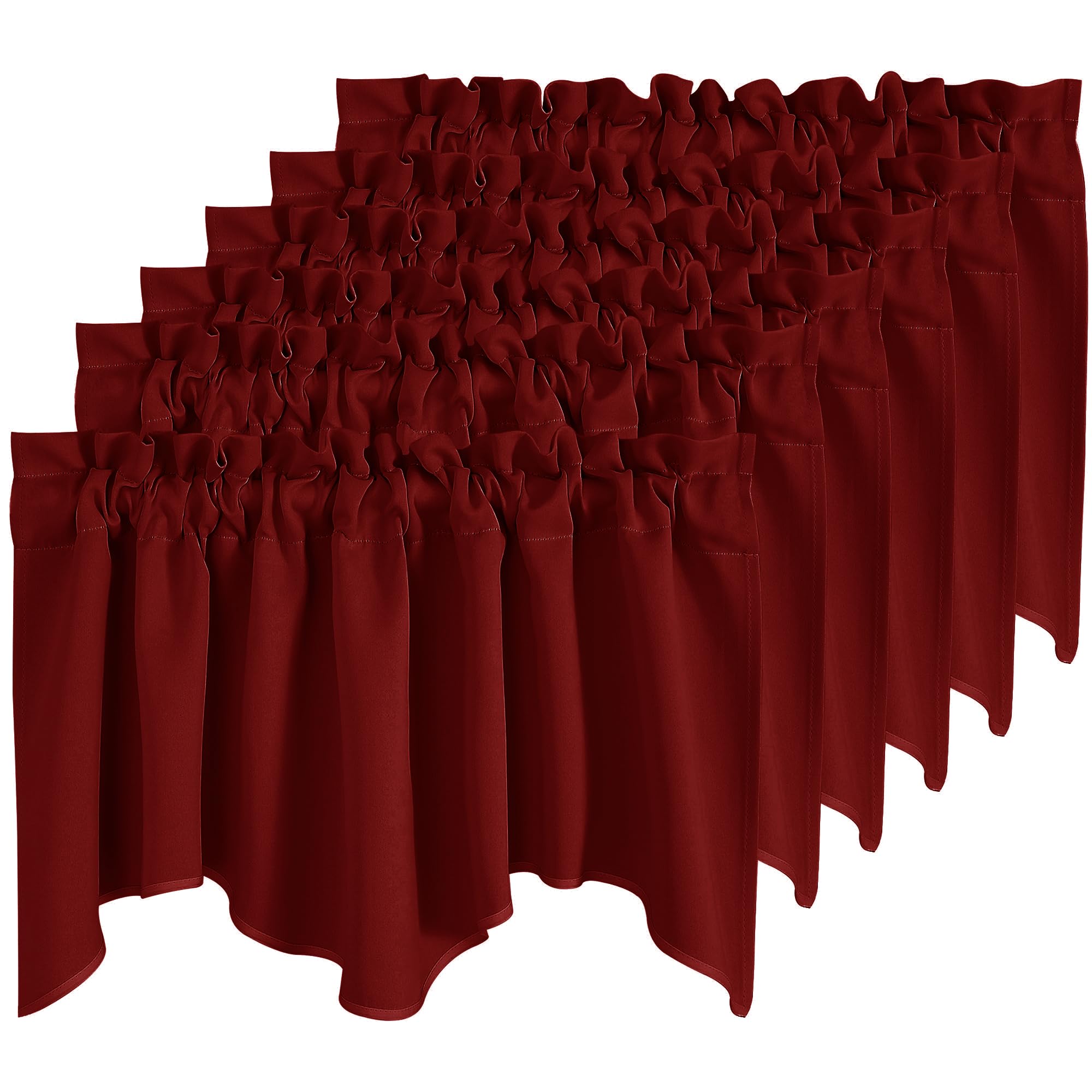 NICETOWN 6 Panels Christmas Red Valances for Windows Living Room Bedroom Decor, Smal Valances Rod Pocket Farmhouse Country Rusti