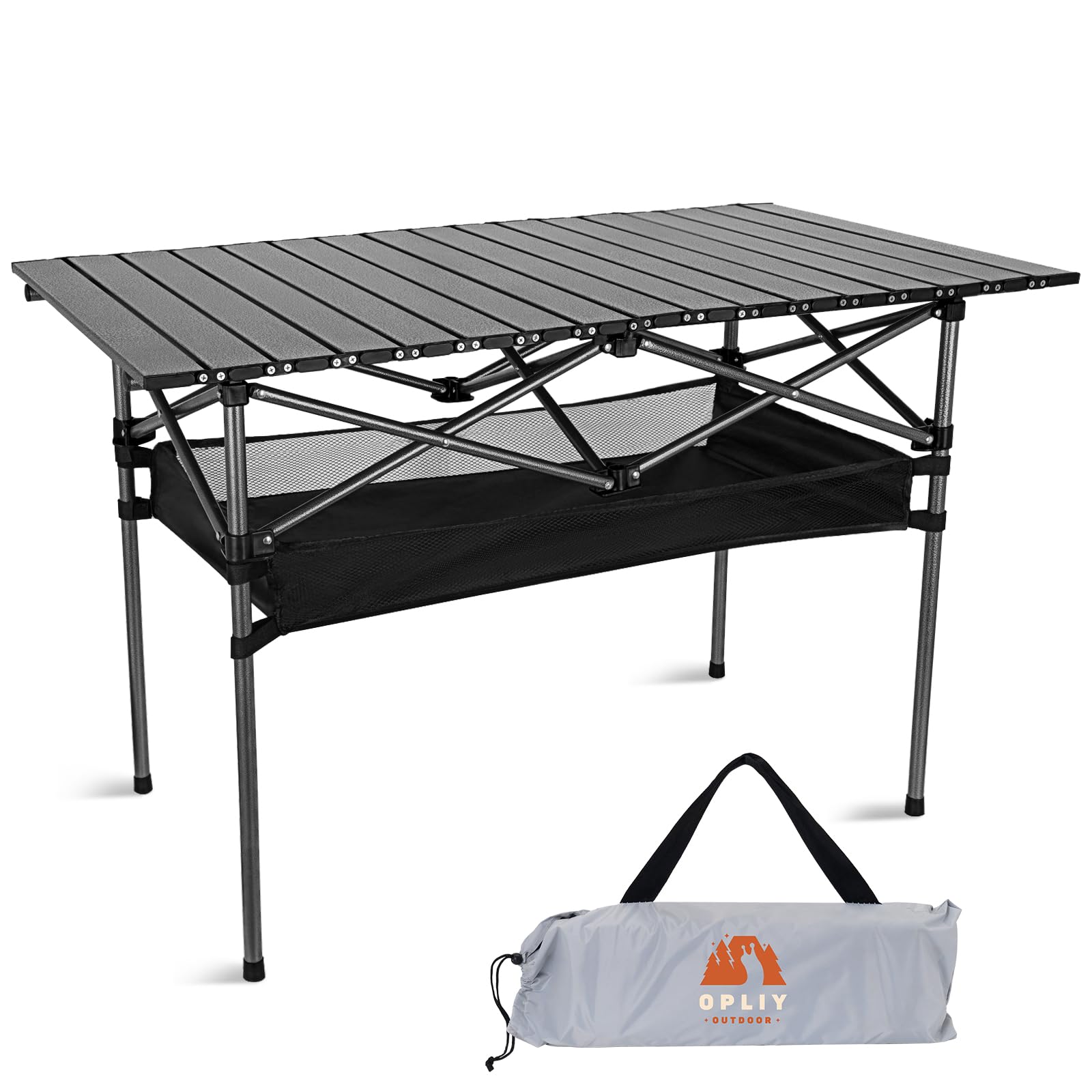 Opliy Portable Folding Camping Table for 4-6 Persons Aluminum Collapsible Table Lightweight with Carry Bag for Camping, Hiking, 