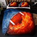 MOZEO 3D Football Bedding Duvet Cover Set 3 Piece (1 Duvet Cover+2 Pillowcase) for Teen Boys Sports Microfiber Bedding Quilt (Qu
