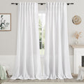 White Linen Curtains 100 inches Long for Bedroom Back Tab Light Filtering Privacy Sheer White Curtains Modern Farmhouse Coastal 