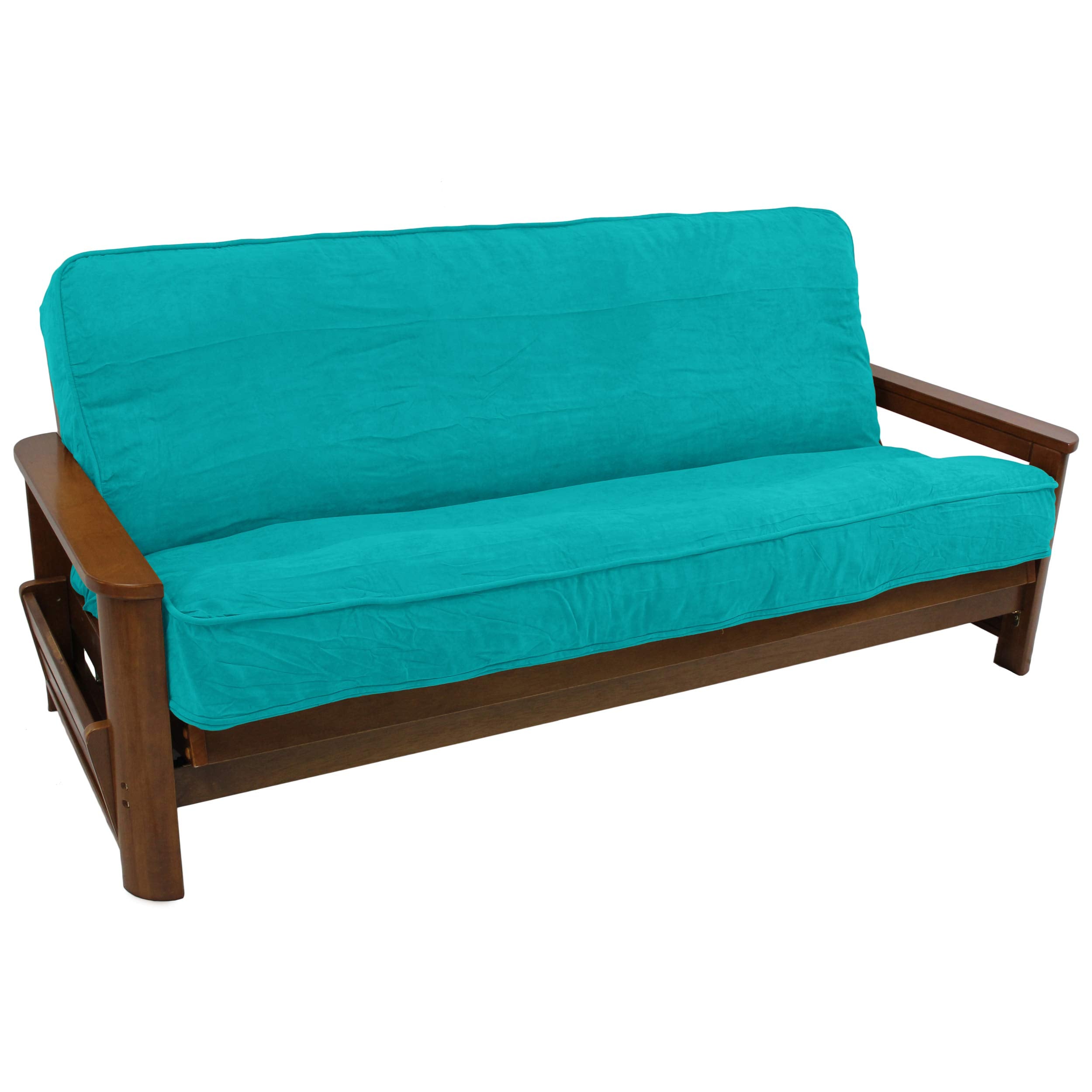 Blazing Needles Solid Microsuede Double Corded 8 to 9 Futon Cover, Full, Aqua Blue