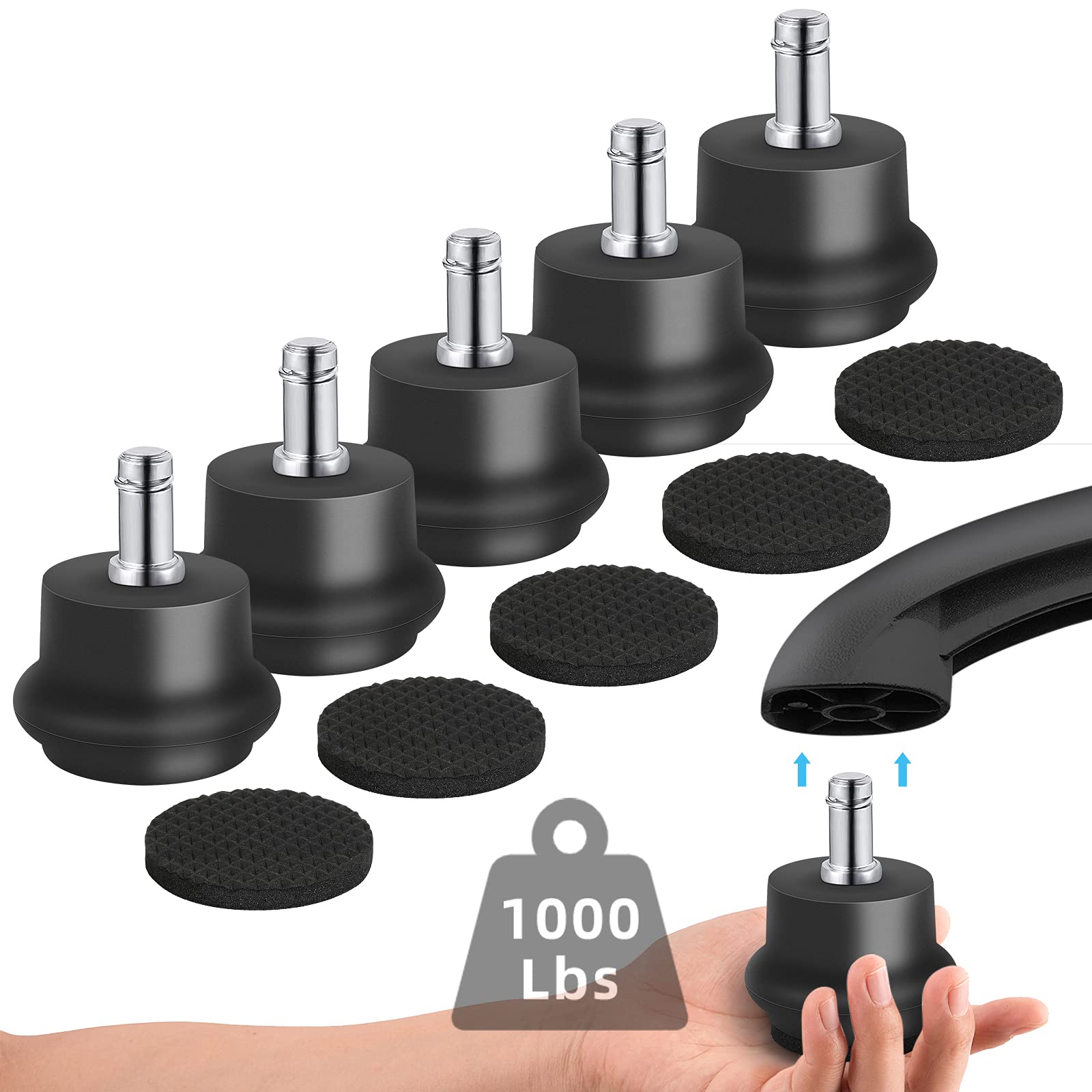 Bell Glides Replacement Office Chair or Stool Swivel Caster Wheels to Fixed Stationary Castors, Office Chair Wheels for Carpet -