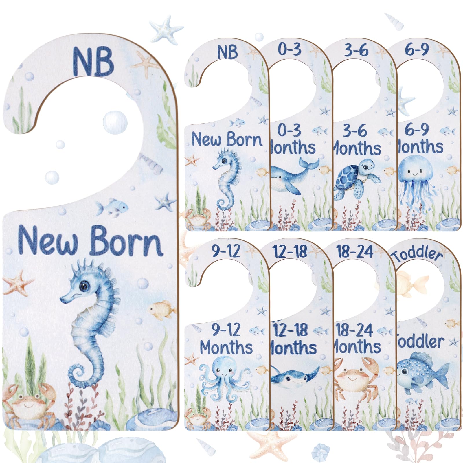 CORNER LACE Baby Closet Dividers 8PCS, Racing/Race Car Theme Wooden Double-Sided Clothes Size Hanger Organizer from Newborn to T