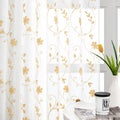 HOMEIDEAS Yellow Sheer Curtains 63 Inch Length 2 Panels Yellow and White Embroidered Floral Sheer Pattern Curtains Semi Sheer Wi