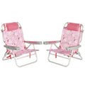 SUNNYFEEL Extra Wide Low Beach Chair 2 Pack 5 Position Lay, XL Oversized Portable Folding Camping Chairs with Cup Holder for Out