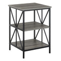 Convenience Concepts Tucson Starburst End Table with Shelves, Weathered Gray/Black