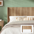mopio Brooklyn 62.4 Headboard Only, Wood Headboard, Modern Farmhouse, Boho, Wall Mount, Fluted Panel, Wingback Design (Golden Oa