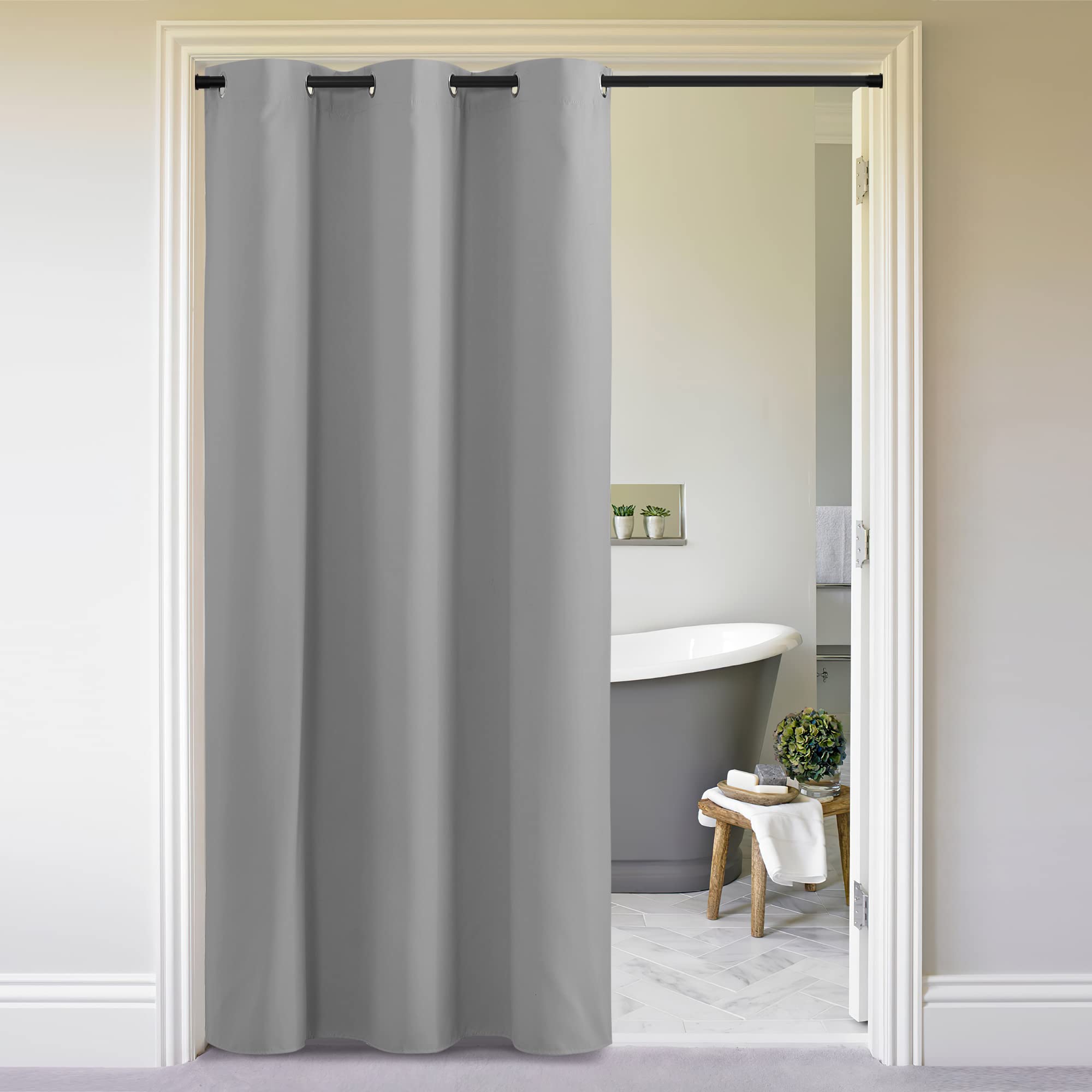 NICETOWN Sliding Door Curtains 96 inch Length, Single Curtain, Insulating Thermal Blackout Curtains for Bedroom Window Bathroom 