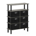 FURINNO Frans Turn-N-Tube Console Table, French Oak Grey/Black/Black