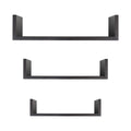 Danya B. Contemporary Laminated MDF Floating U Wall Decor Shelves, Bathroom or Living Room Wall Decor, (3 Shelf Pack) (Walnut)