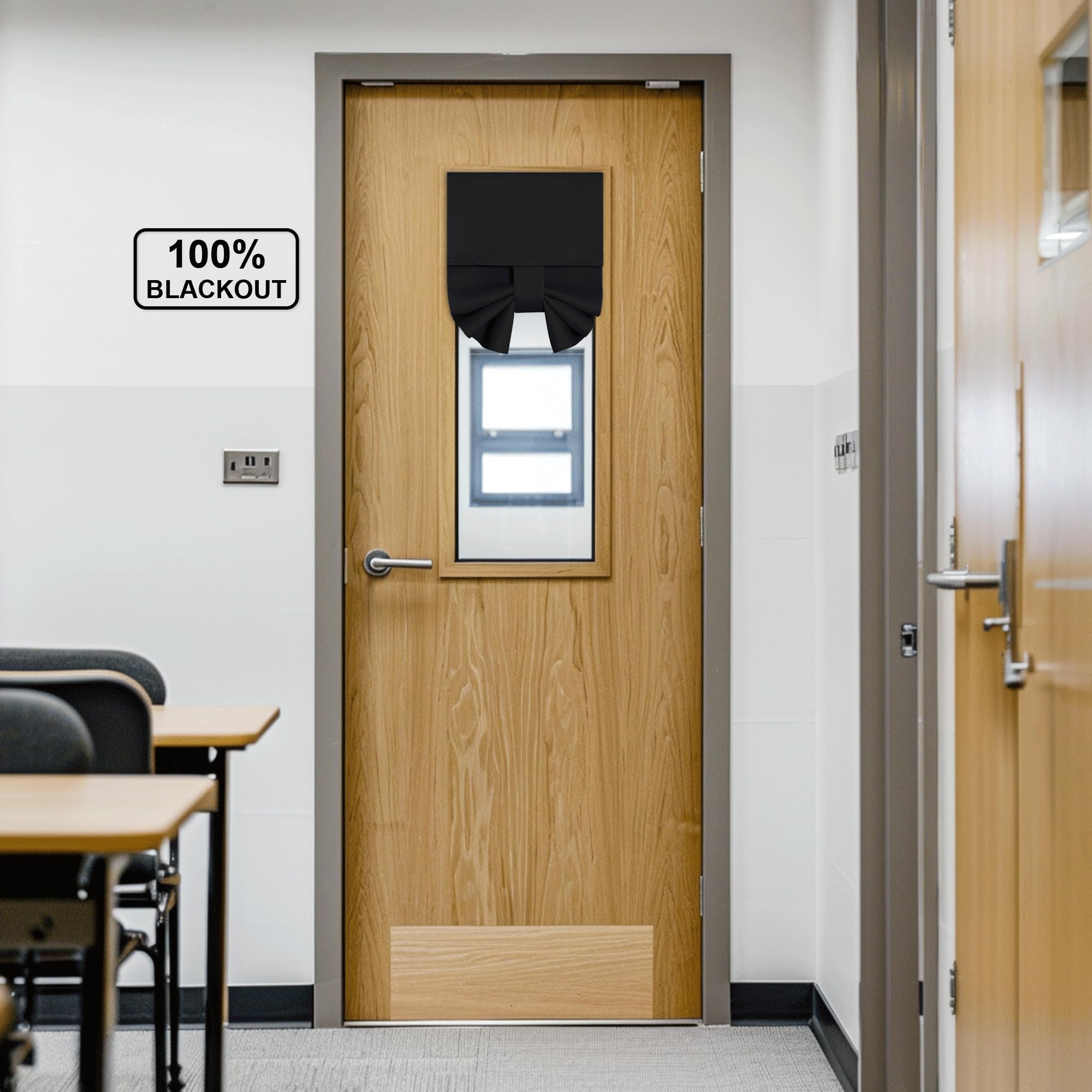 NICETOWN 100% Blackout Door Curtain for Classroom, Lockdown Shade Window Covering for Privacy, Easy Installed Front Back Door Wi