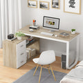 Homsee Home Office Computer Desk Corner Desk with 3 Drawers and 2 Shelves, 55 Inch Large L-Shaped Study Writing Table with Stora