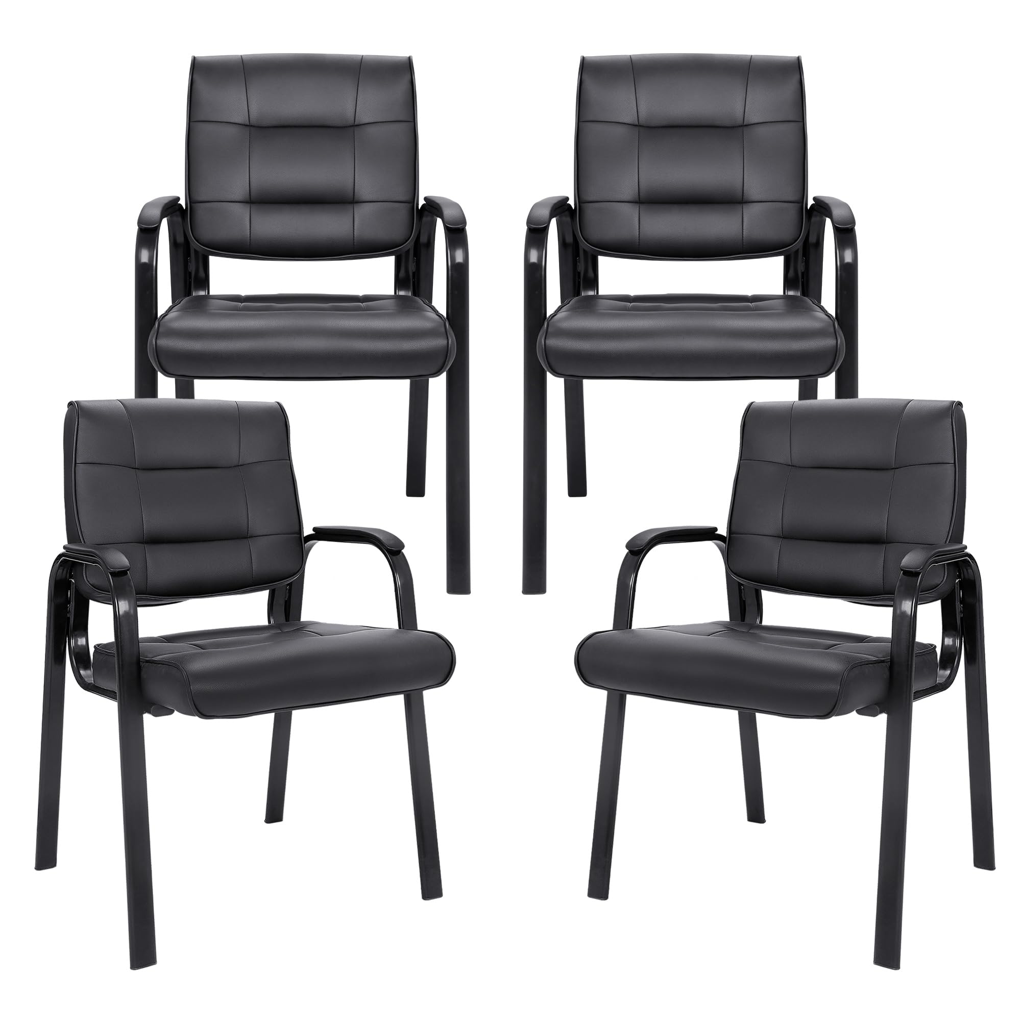 SUPER DEAL Office Guest Chair Bonded Leather Executive Side Chair Reception Chair with Solid Metal Frame Home Office Furniture, 