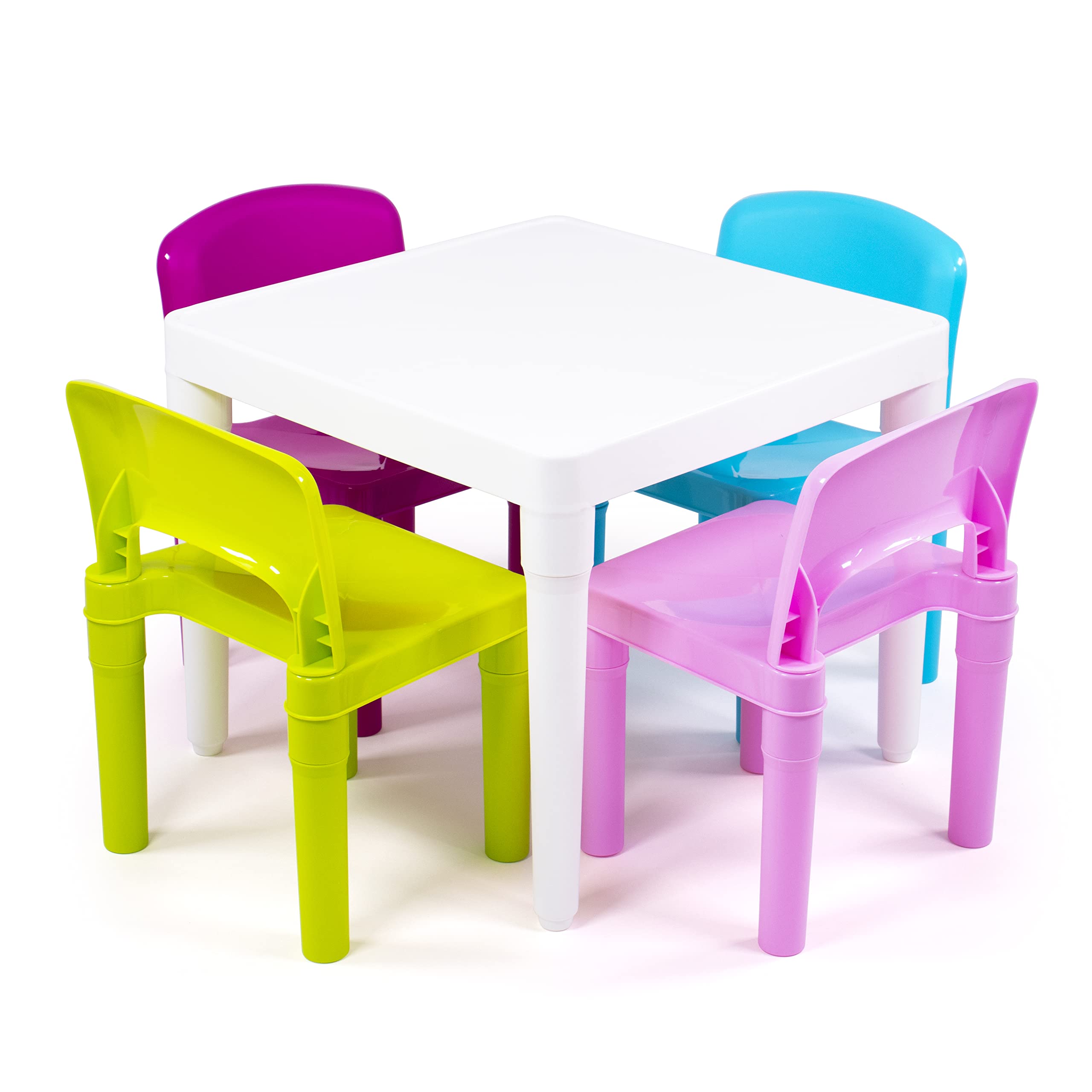 Humble Crew Kids Table and 4 Chair Set, White Table with Chairs - Sturdy Toddler Activity Table for Playtime, Arts, Crafts, Read
