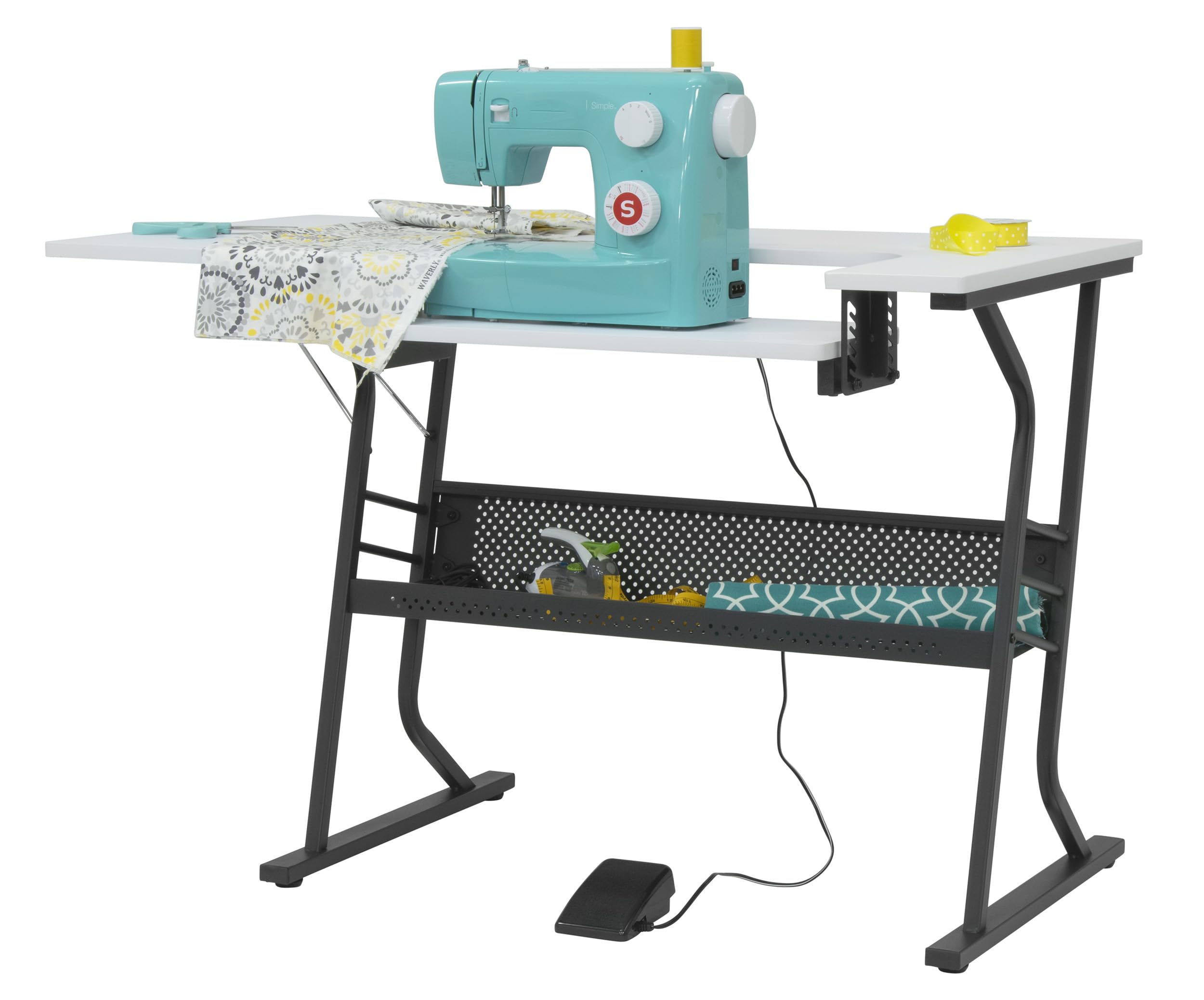 Sew Ready Eclipse Hobby/Sewing Craft Table, Black/White