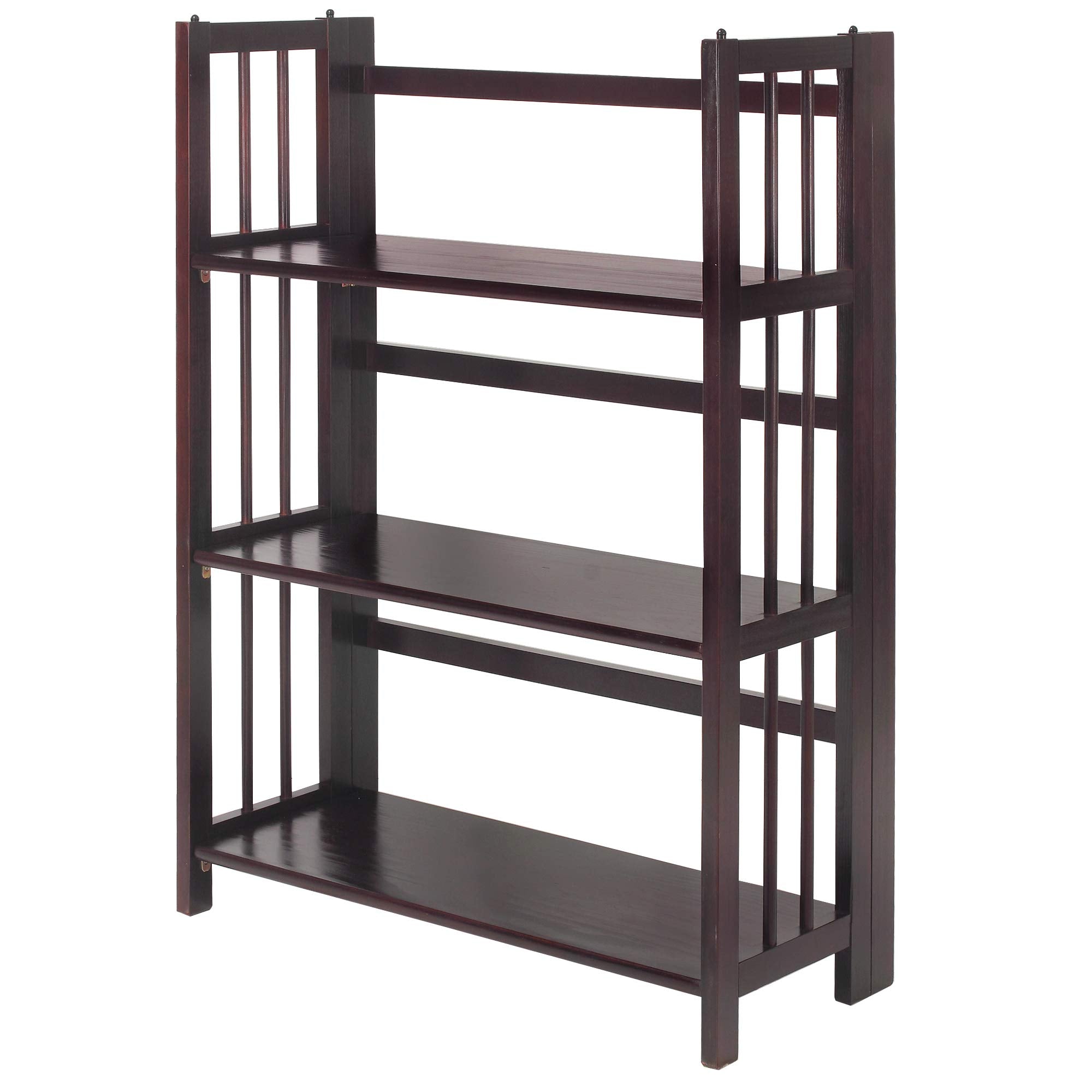 Casual Home 3 Shelf Folding Stackable Bookcase, 27.5 Wide, Espresso