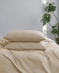MooMee Bedding Pillowcases Pack of 2 100% Washed Cotton Linen Like Textured Breathable Durable Soft Comfy (Almond Milk Grey, Que