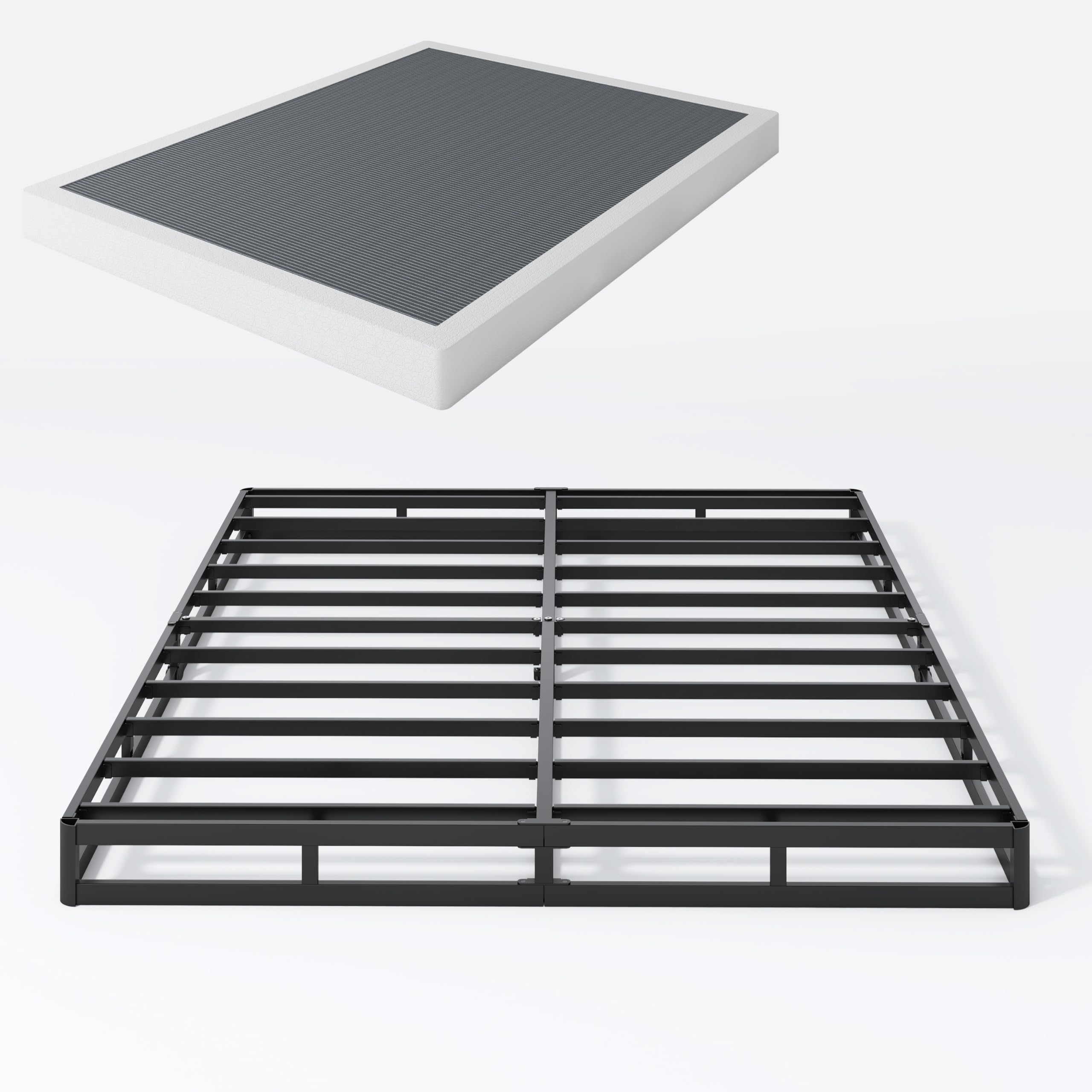 SHLAND Box Spring Full 5 Inch Low Profile Heavy Duty Metal Mattress Foundation with Easy Clean Fabric Bed Cover, Non-Slip, No No