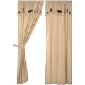 VHC Brands Kettle Grove, Panel with Attached Applique Crow and Star Valance Set of 2, 84x40