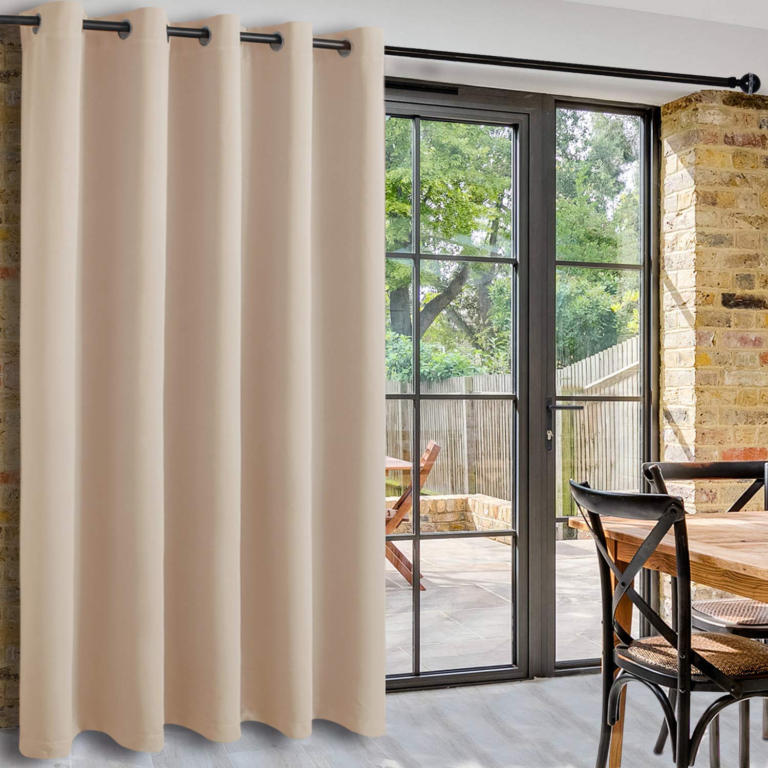 DWCN Blackout Curtain Room Divider Thermal Panel with Grommet Top for Bedroom Partition, Patio Sliding Door Curtains - Extra Wid