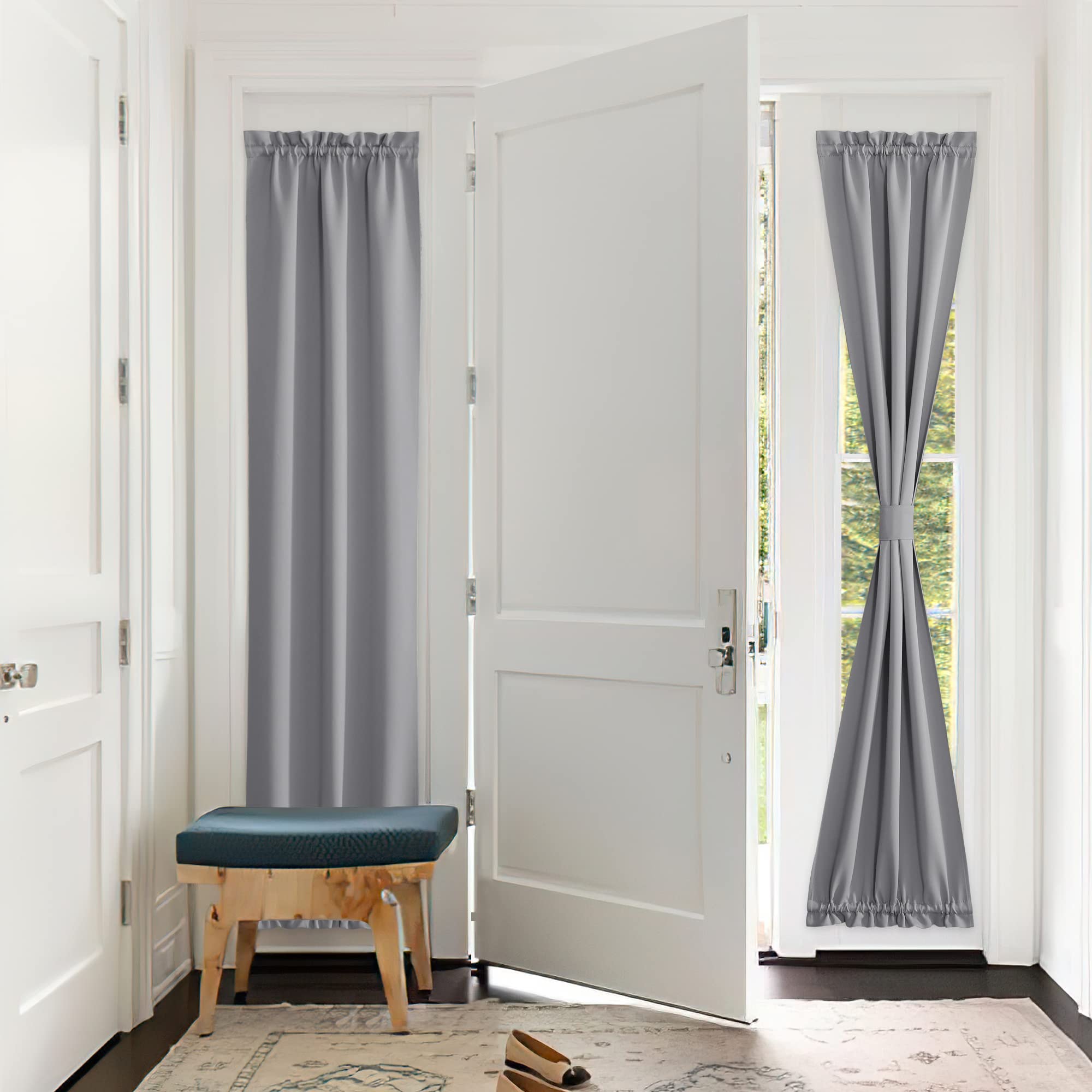 PONY DANCE French Door Curtain Set of 1 - Privacy Thermal Insulated Window Curtain with Tieback for Glass Door/Front Door/Slidin