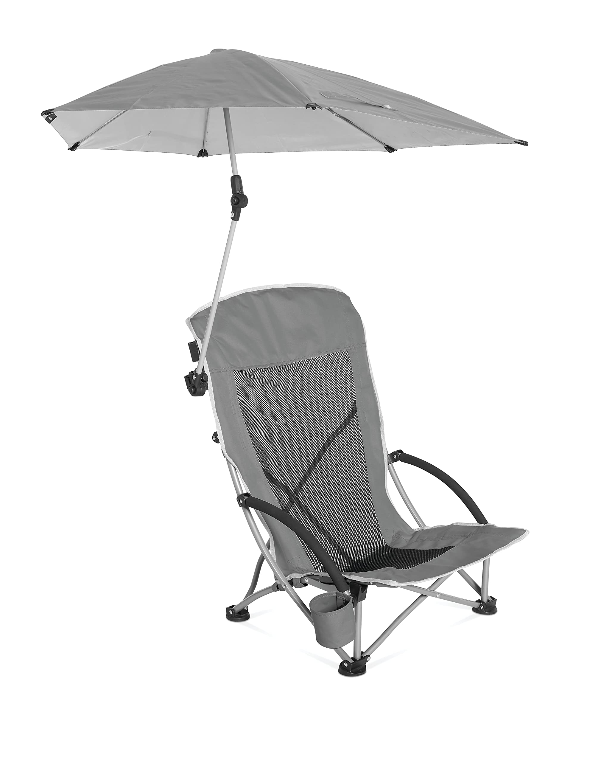 Sport-Brella Beach Chair with UPF 50+ Adjustable Umbrella, Grey
