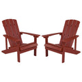 Flash Furniture Charlestown Poly Resin Adirondack Chair - Red - All Weather - Indoor/Outdoor - Set of 2