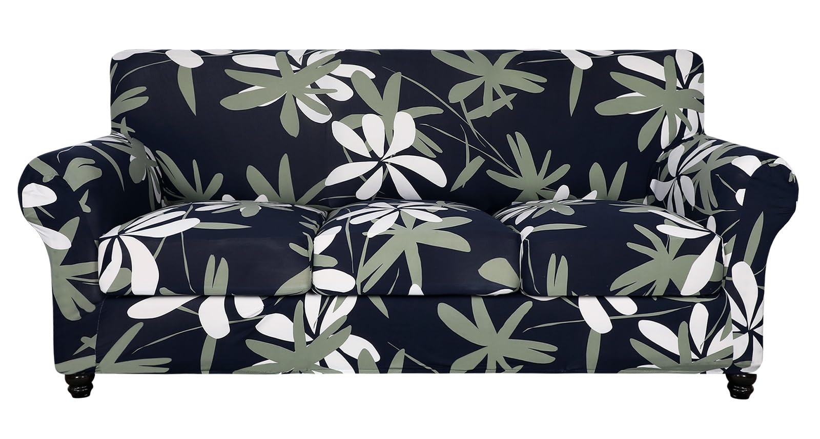 SearchI Stretch Sofa Cover Printed Couch Cover, Floral Pattern 4 Pieces Sofa Slipcover with 3 Separate Cushion Cover, Washable F