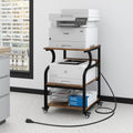 Natwind Large Printer Stand,Printer Table with Adjustable Storage Shelf,3 Tier Rolling Printer Cart with Wheels for Home Office 