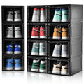Amllas 12 Pack Shoe Boxes Stackable,Upgraded Sturdy Shoe Storage Boxes with Clear Magnetic Door,Multifunctional Sneaker Storage,