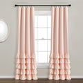 Lush Decor Allison Ruffle 100% Blackout Window Curtain Single 40 W x 84 L Blush - Pink Blackout Curtains for Bedroom or Nursery 