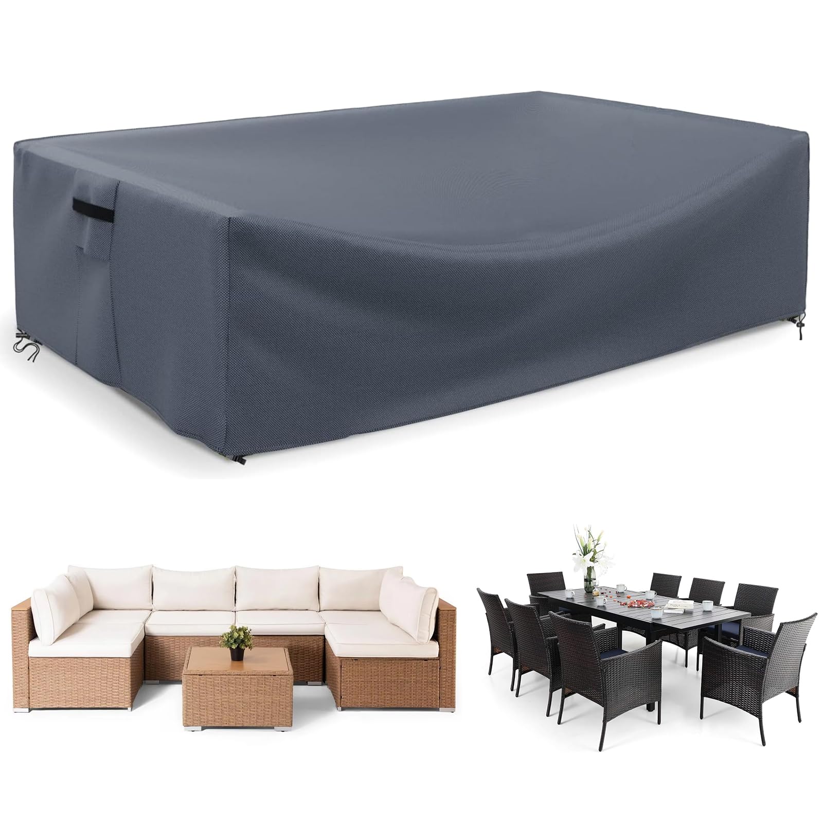 Outdoor Furniture cover Waterproof, Outdoor Sectional Cover, Rectangular Patio Covers for Outdoor Furniture Set, 110 L x 84 W x 