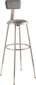 National Public Seating 6430HB Steel Stool with Vinyl Upholstered Seat Adjustable and Backrest, 31-39, Grey