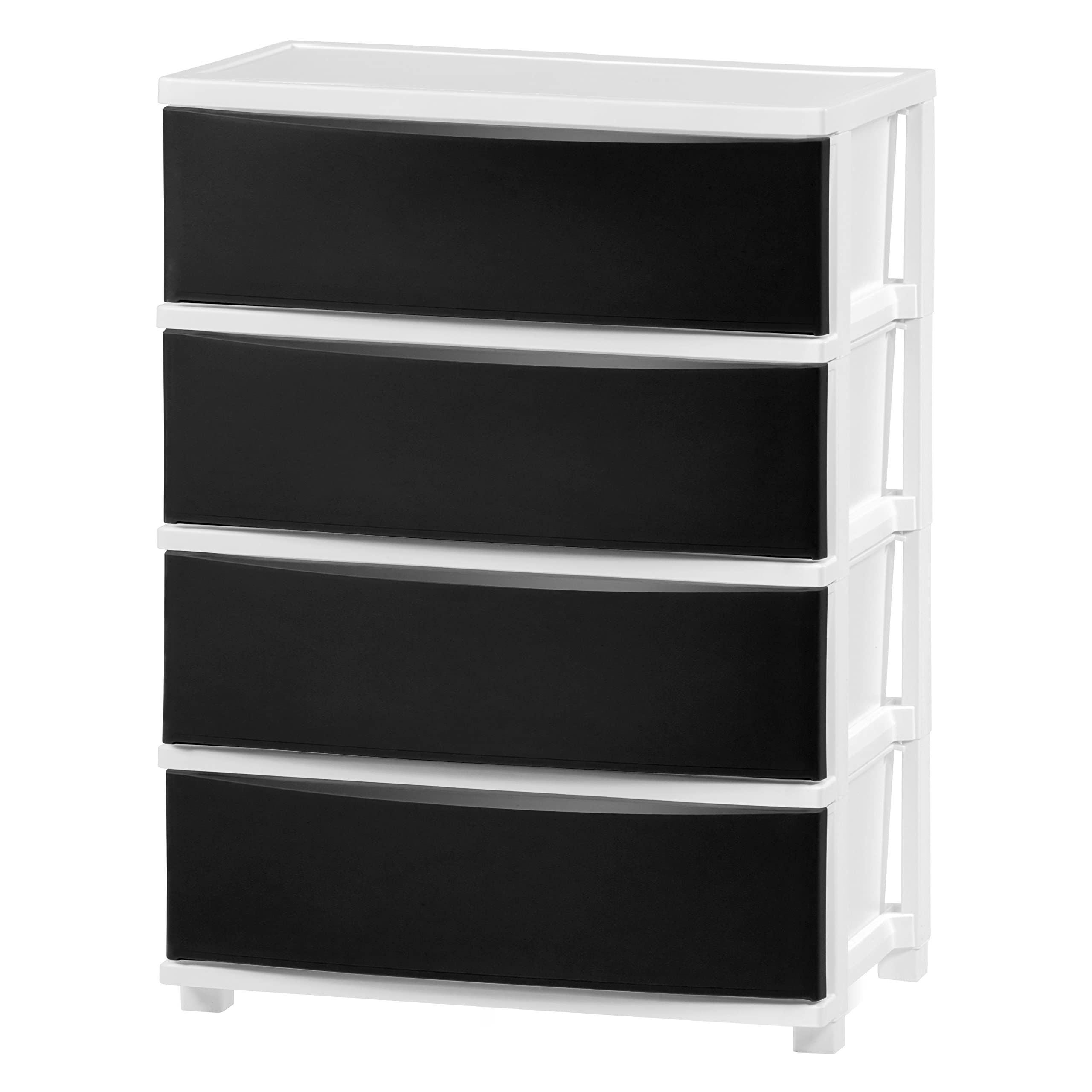 IRIS USA Plastic Drawer Storage Organizer, 4-Drawers, for Classroom Art Supplies Bathroom Dorm Bedroom Laundry Room, Wide, White