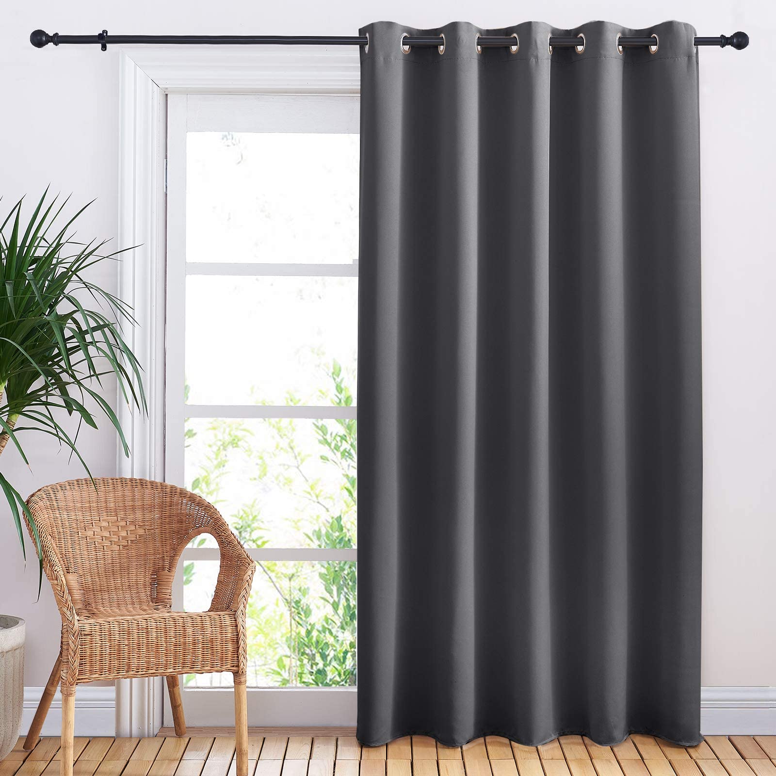 NICETOWN Sliding Door Curtains, Wide Thermal Blackout Patio Door Curtain Panel, Sliding Door Drapes/Draperies with Grommet Top (