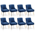 Modern Dining Chairs, Velvet Upholstered Dining Room Chairs with Gold Legs,Tufted Accent Chair Set of 8 for Reception Room Livin