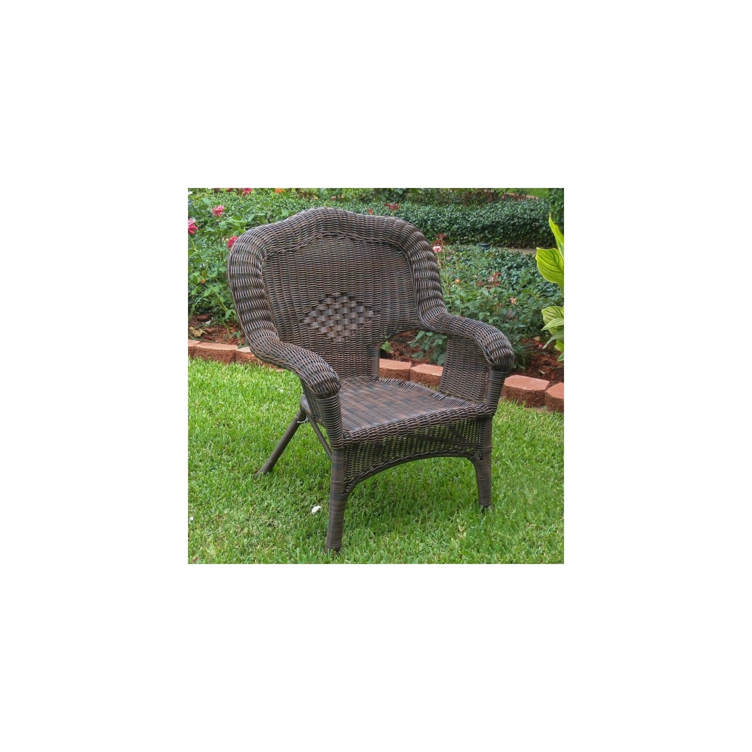 International Caravan Furniture Piece Camelback Resin Wicker Patio Chairs (Set of 2)