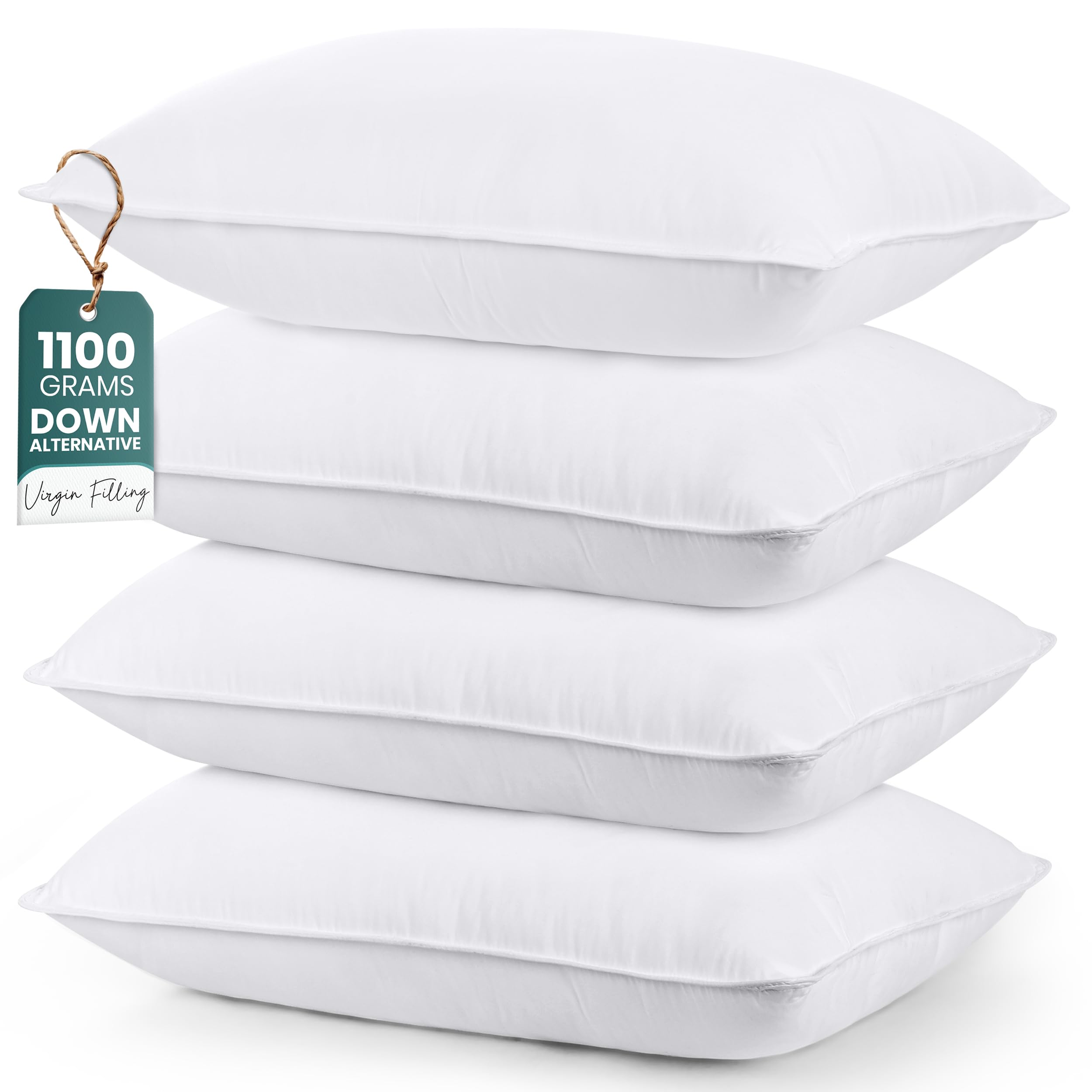 Utopia Bedding Bed Pillows for Sleeping (White), Queen Size Set of 4, Hotel Pillow, Cooling Pillows for Side, Back or Stomach Sl
