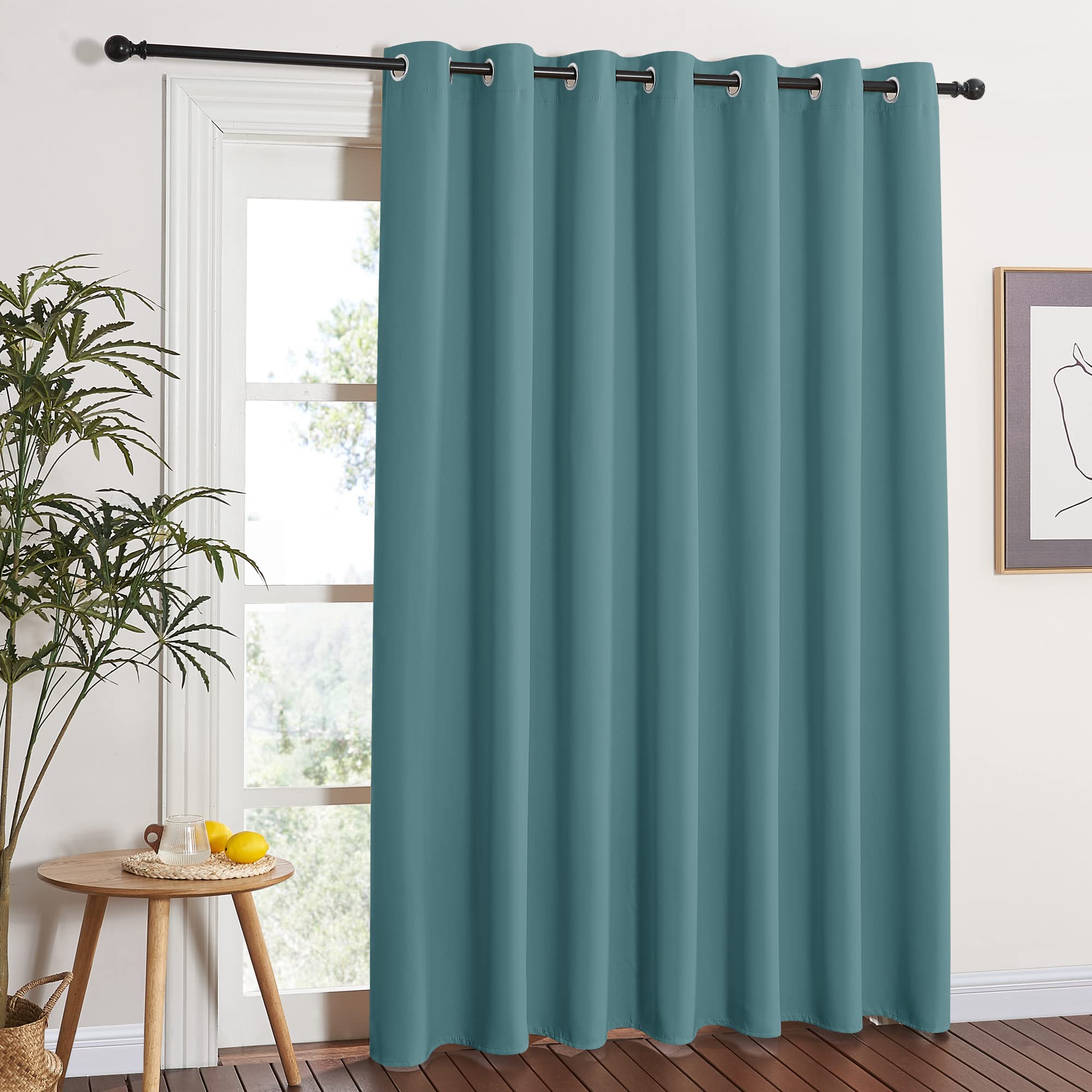 NICETOWN Window Treatment Sliding Door Curtain - Thermal Insulated Wide Width Solid Blackout Patio Glass Door Drape, Extra Wide 