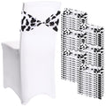 Newwiee 72 Pcs Cow Stripe Chair Sashes Spandex Cow Chair Bands Animal Print Elastic Chairs Sashes Bow Polyester Bands Ties Witho
